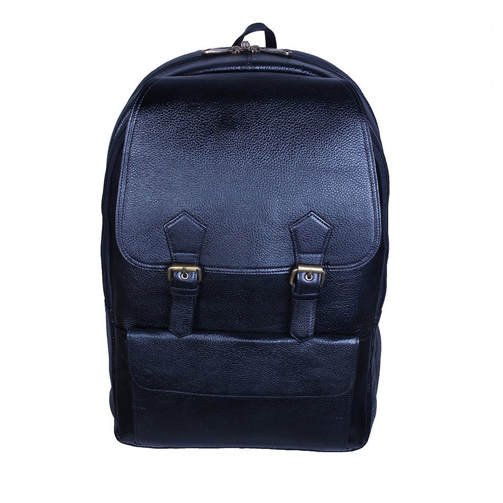 Classic Black Leather Backpack