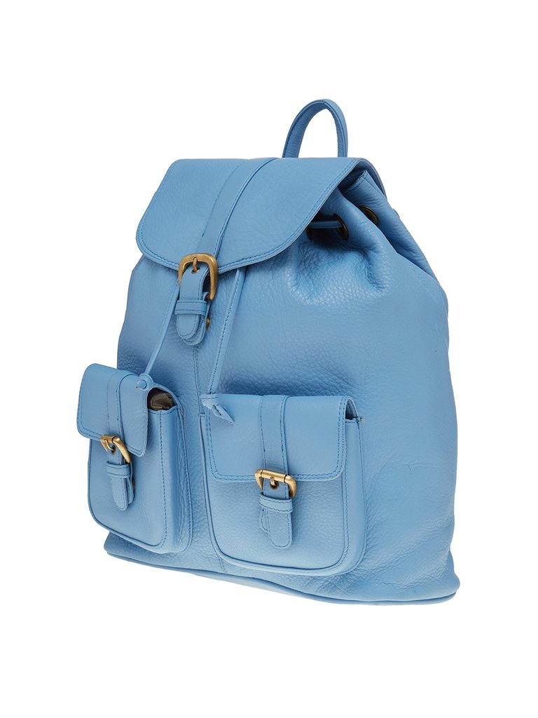 Sky Blue Leather Backpack