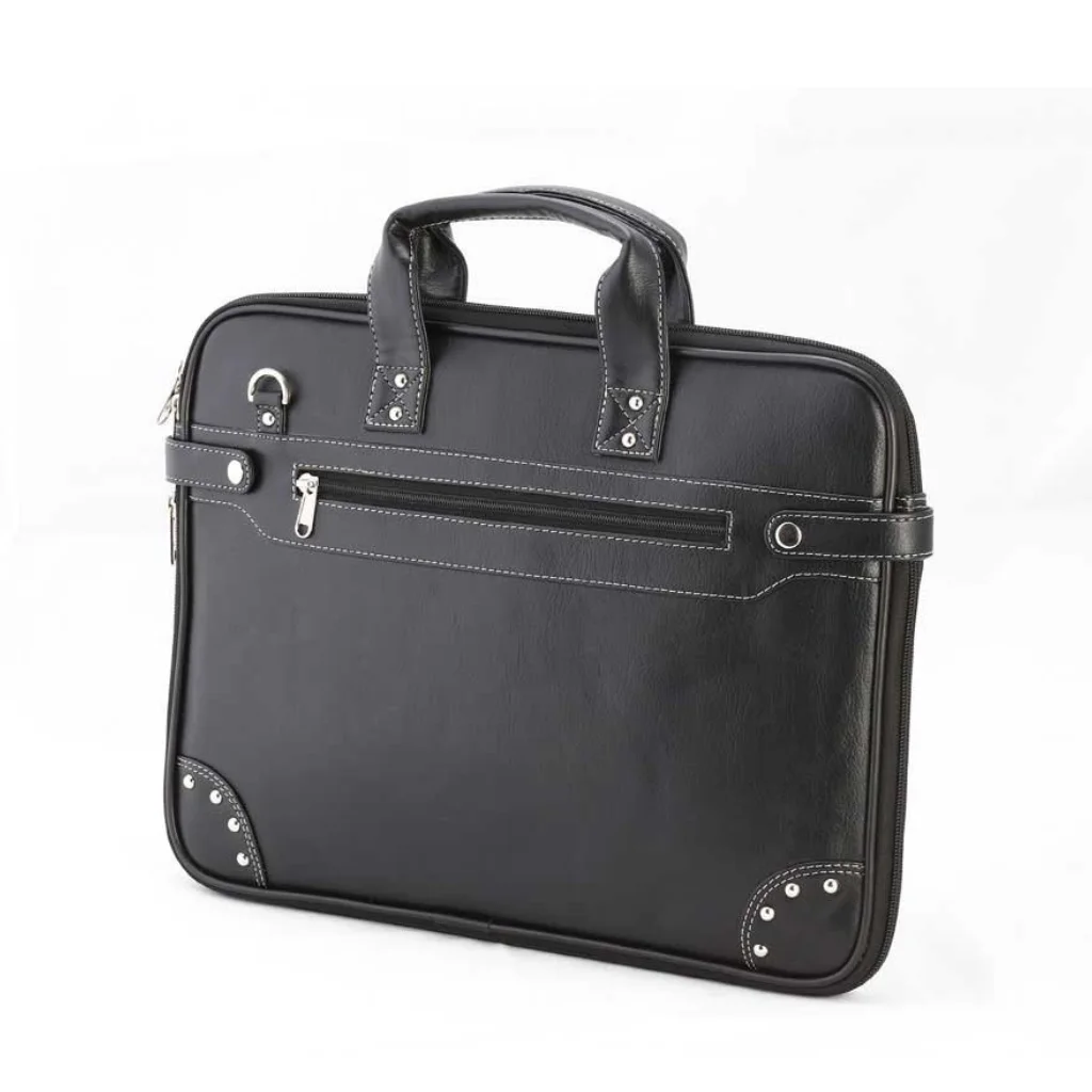 black leather laptop bag