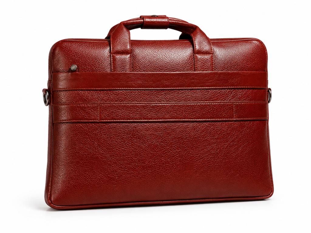 Burgundy Leather Laptop Briefcase