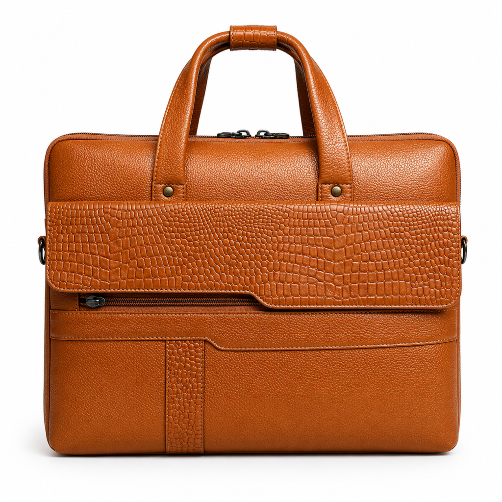 Classic Tan Leather Laptop Bag