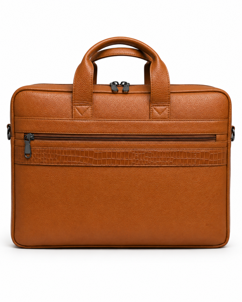 Tan Leather Office Laptop Bag