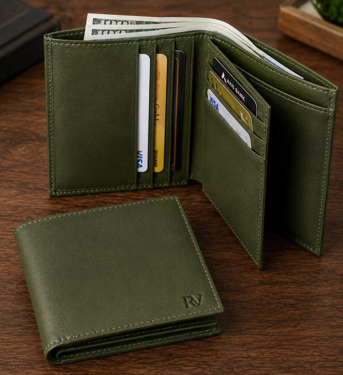 Green Leather Wallet-2 Green Leather Wallet-2