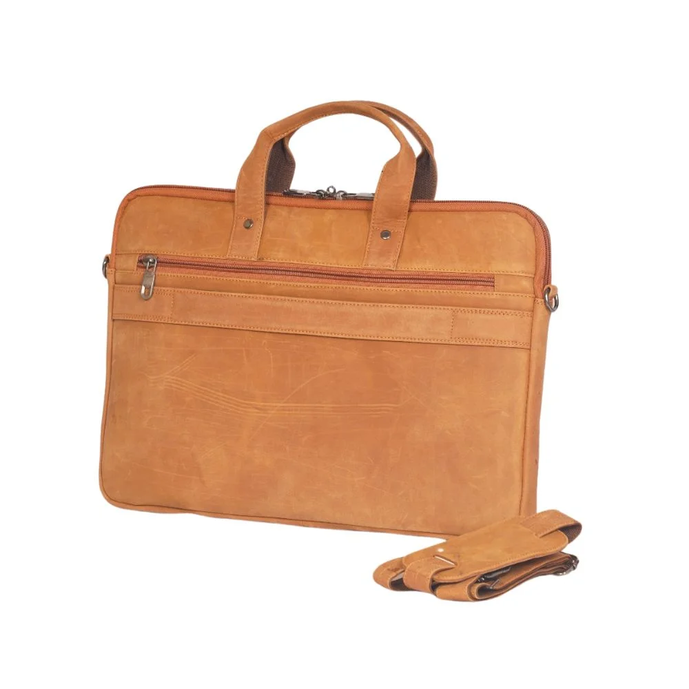 minimalist laptop bag in light brown