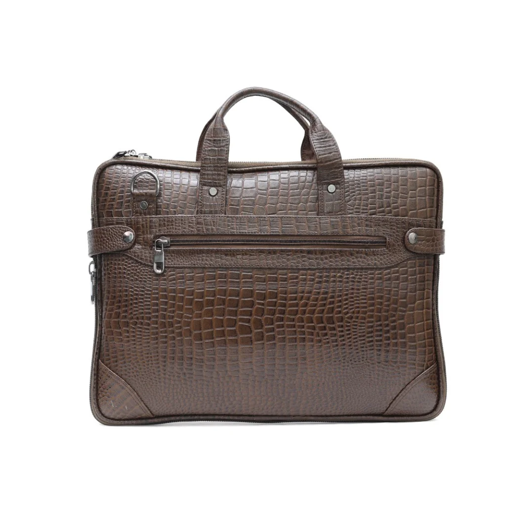 textured brown laptop bag